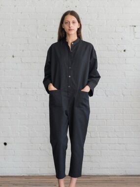 HORSES ATELIER Women's Black Shell Button Jumpsuit